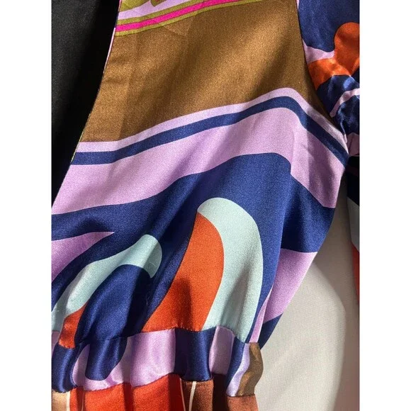 Alice & Trixie Dress Silk Tie Front Retro Bell Sleeves Tunic Dress XS - Picture 3 of 11